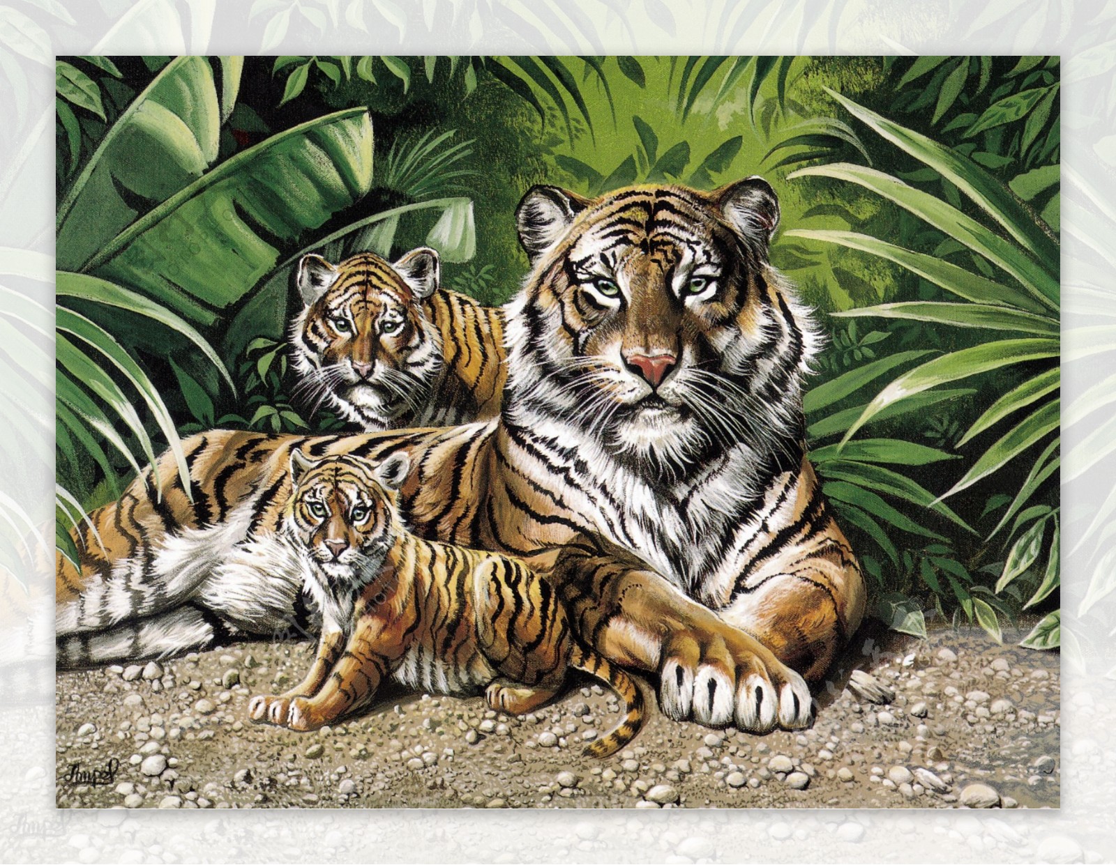 动物油画老虎图片