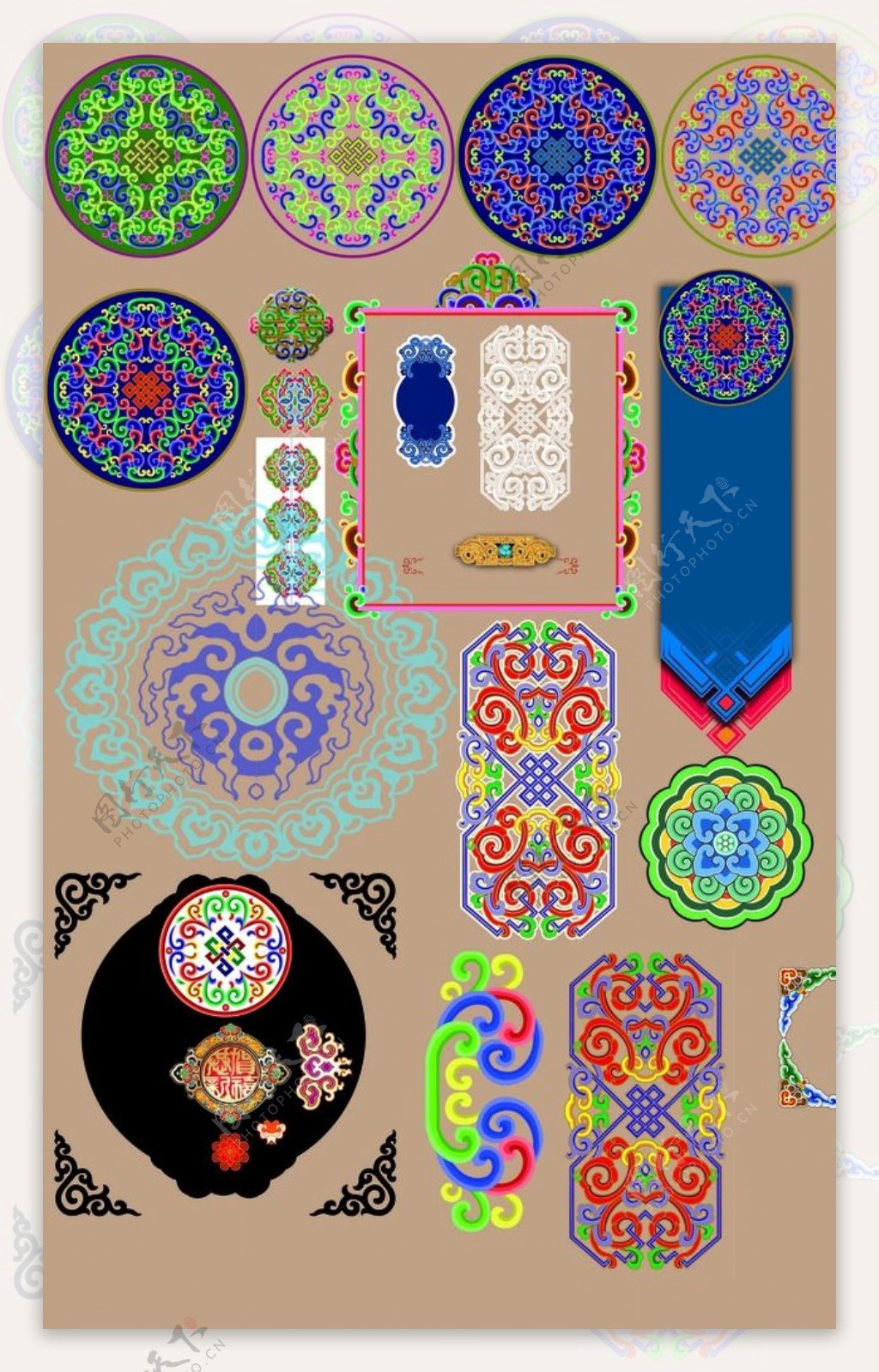 蒙古族彩色花纹图片