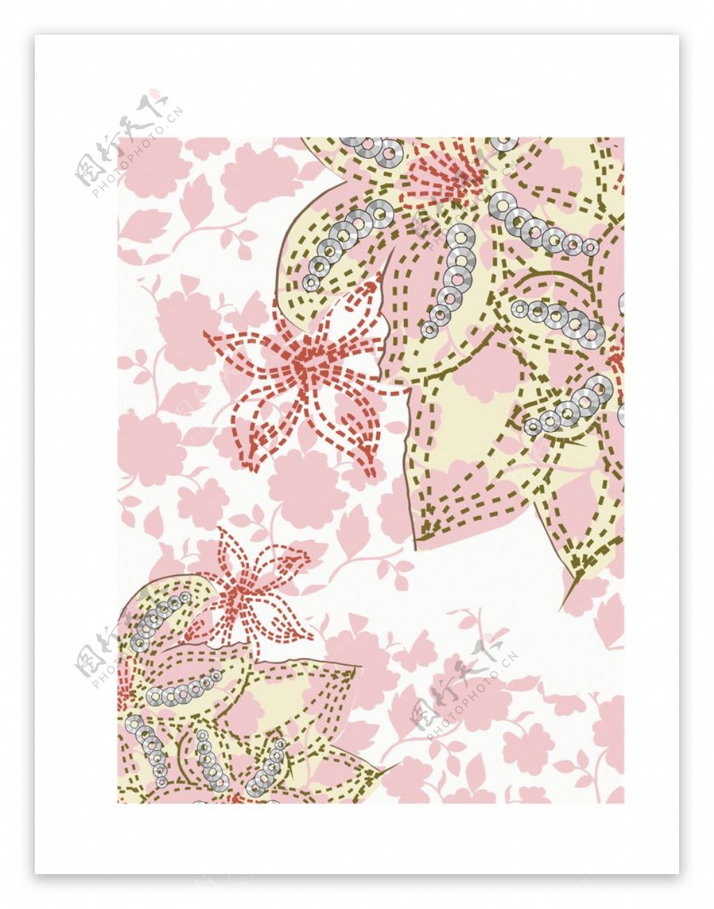 粉色花卉背景粉色花纹面料图片
