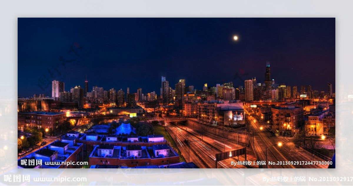 芝加哥城市夜景摄影图片