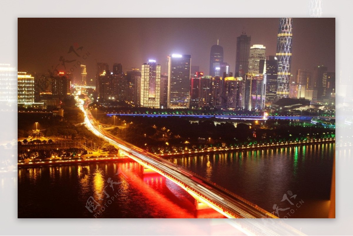 广州大桥夜景珠江新城方向图片