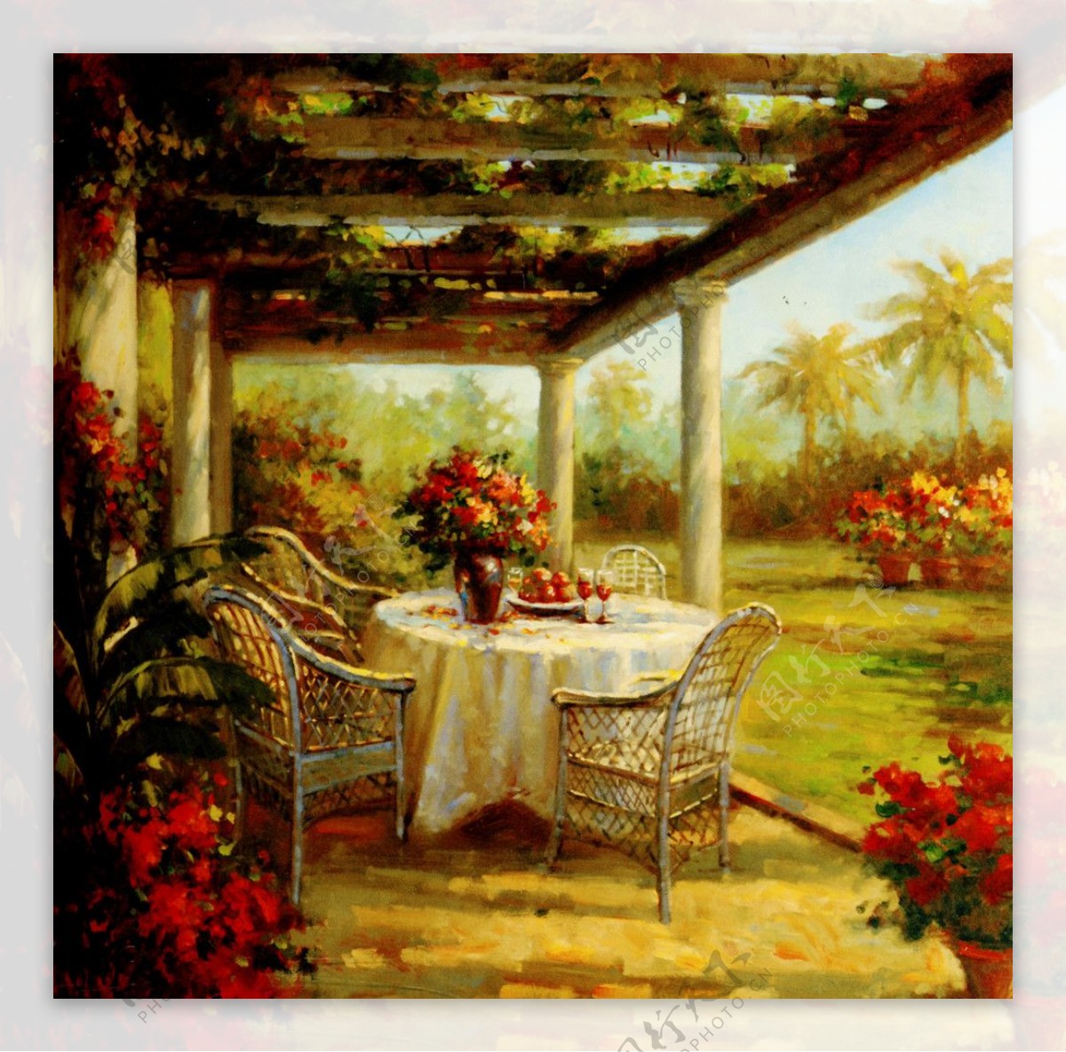 花园餐桌图片