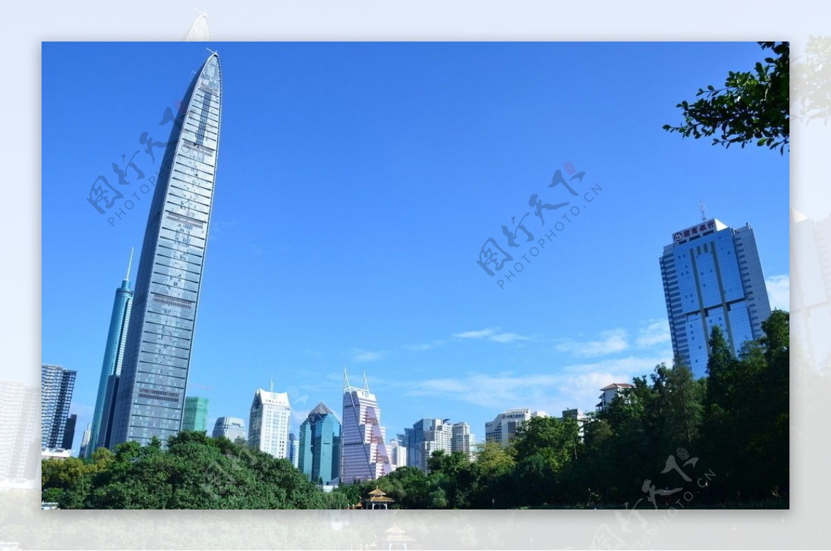 荔枝公园拍深圳京基100大厦新闻大厦图片