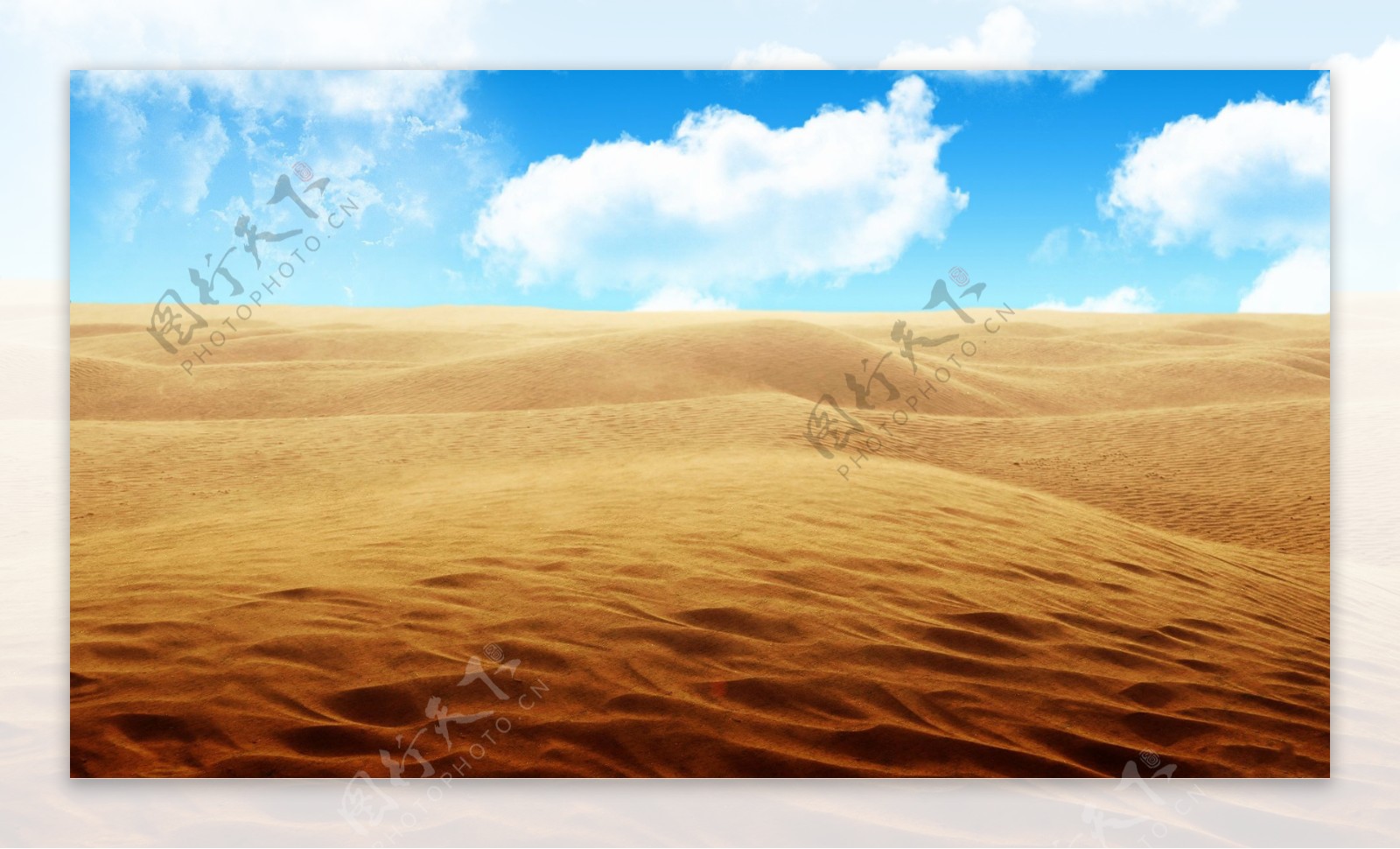 蓝天白云沙漠图片