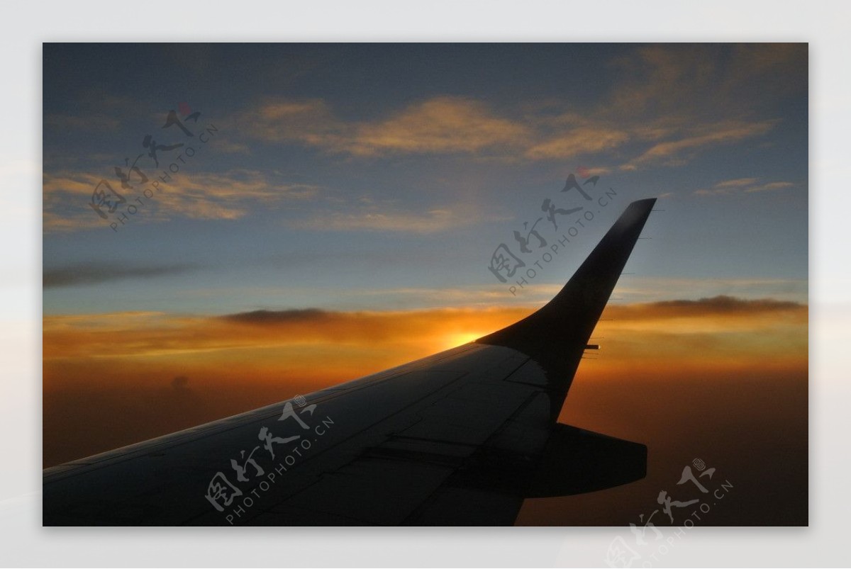 飞机上的夕阳图片