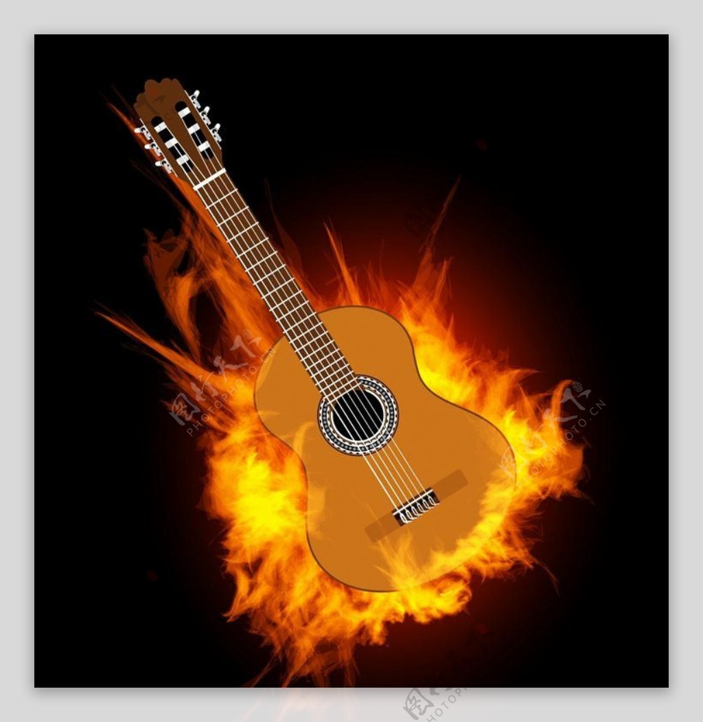 燃烧吉他图片