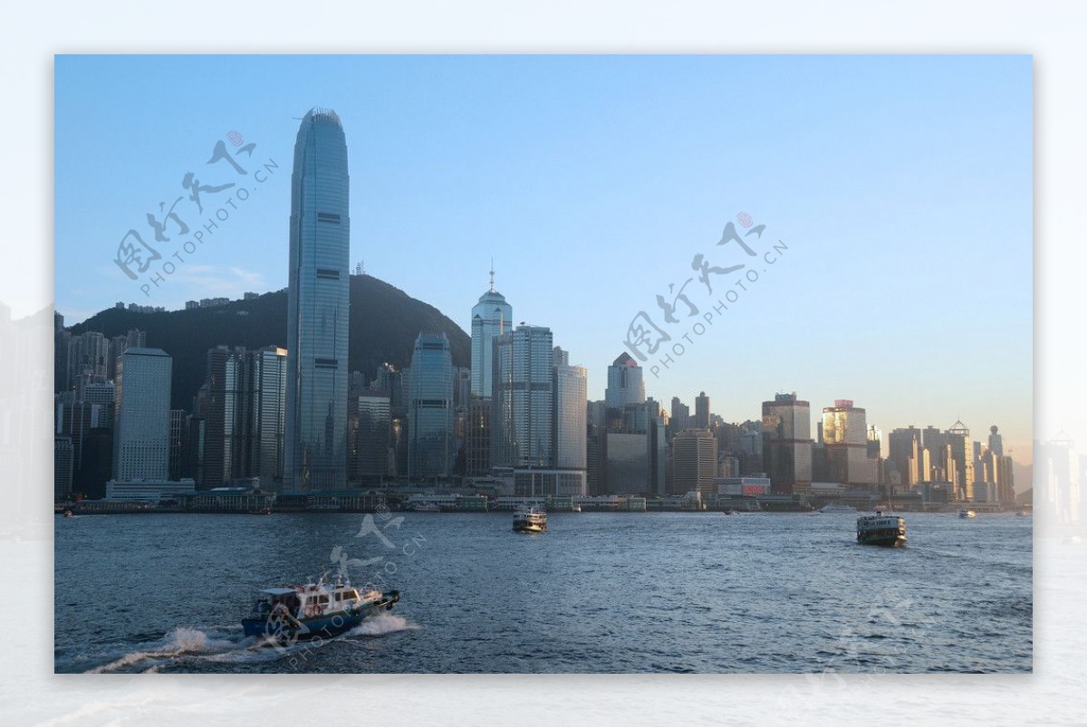 香港维多利亚港的黄昏图片