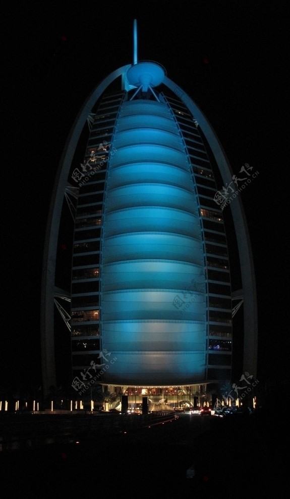 迪拜伯瓷帆船酒店夜景图片