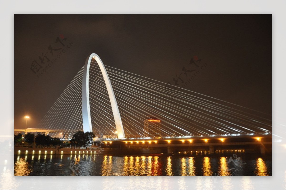 天津海河桥梁夜景图片