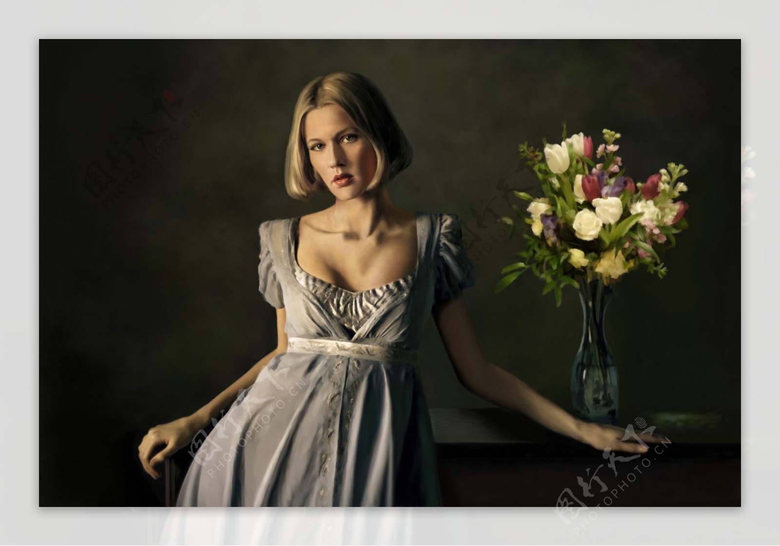 油画人物肖像妩媚的女主人图片