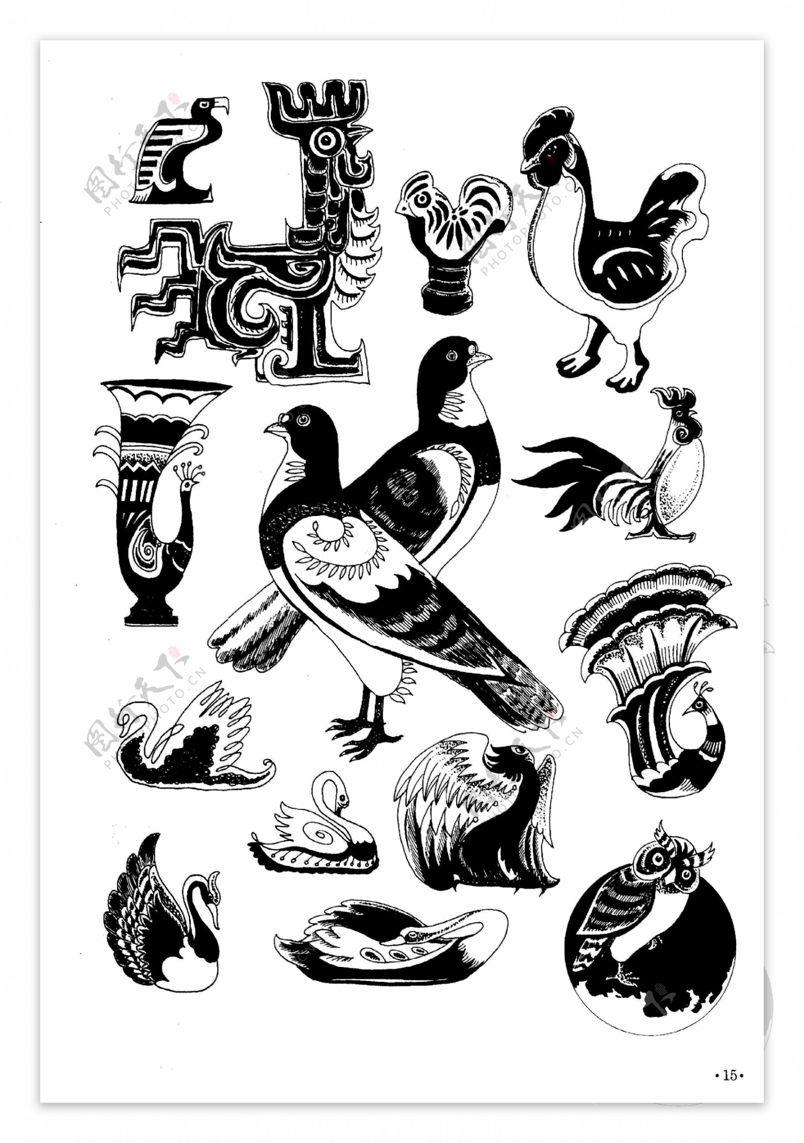 现代装饰动物图案鸟类图片