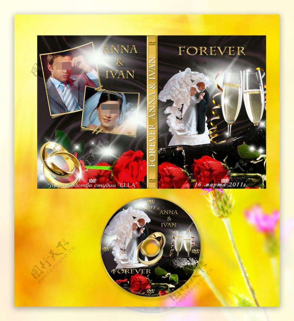 婚礼录像dvd包装封面设计图片
