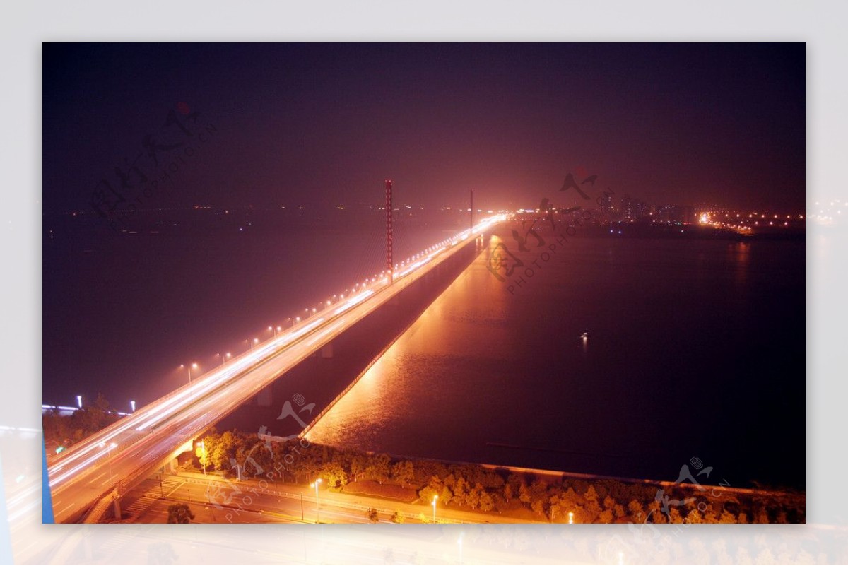杭州钱江新城边CBD附近钱江三桥夜景自拍图片