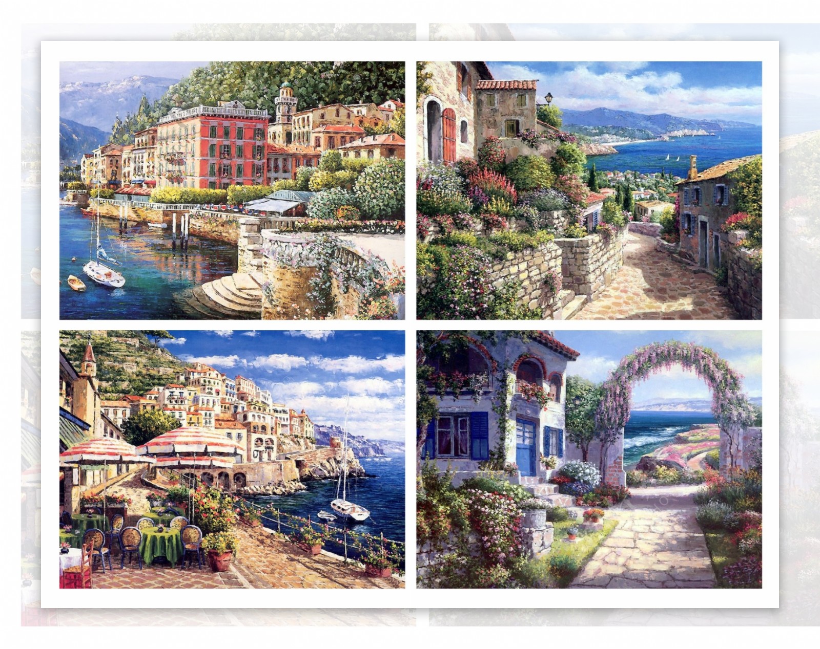 欧洲小镇油画图片