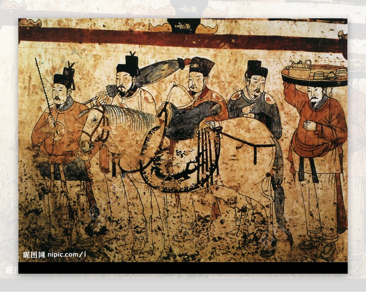 内蒙赤峰辽墓壁画茶道图图片