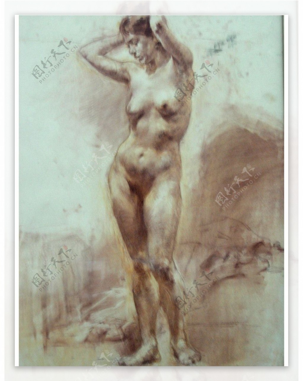 俄罗斯美术作品精品素描女人体正面图片