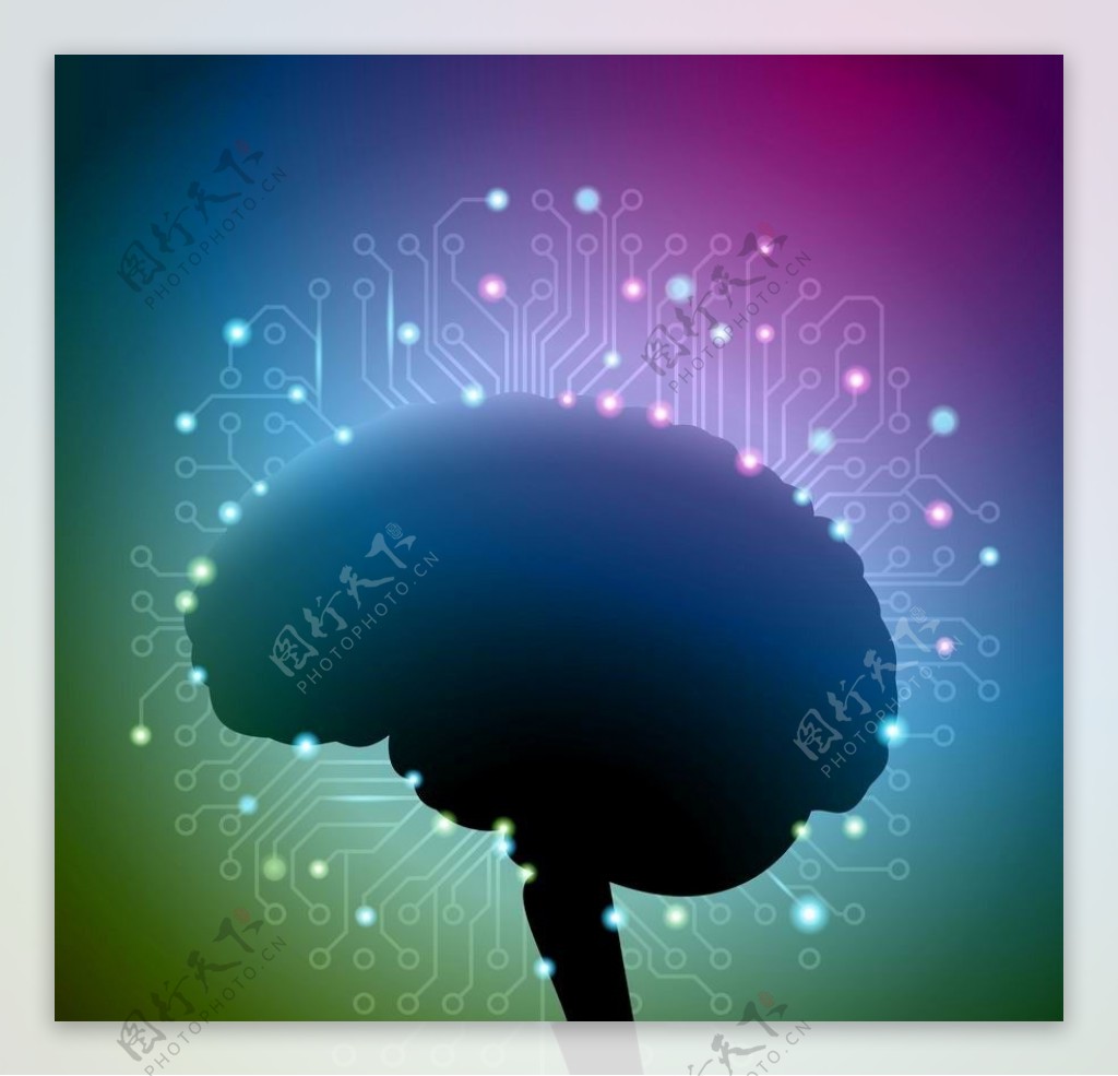 大脑电路图科技背景图片