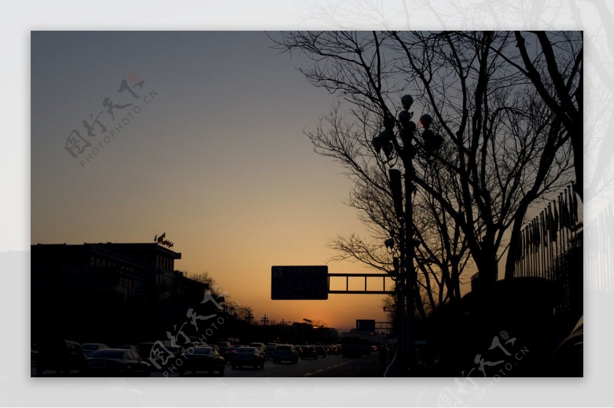 北京长安街的日落图片