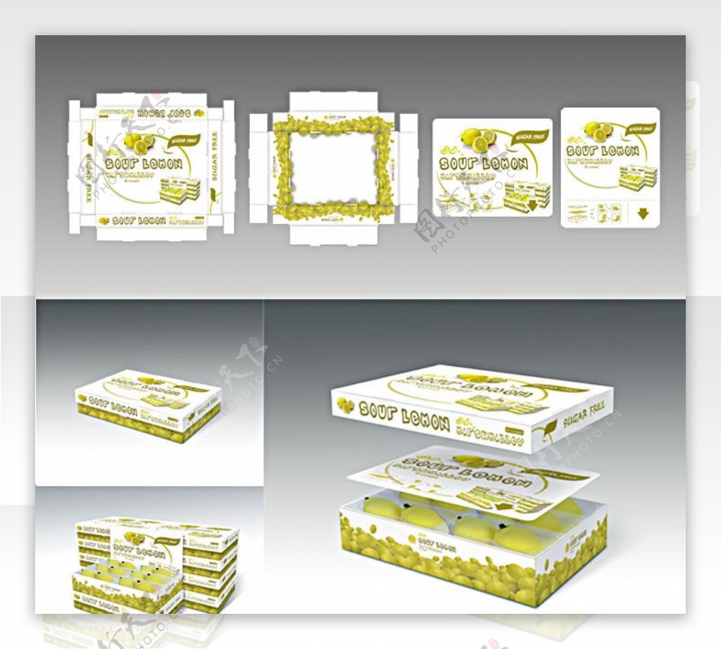 3D柠檬棉花糖包装盒图片