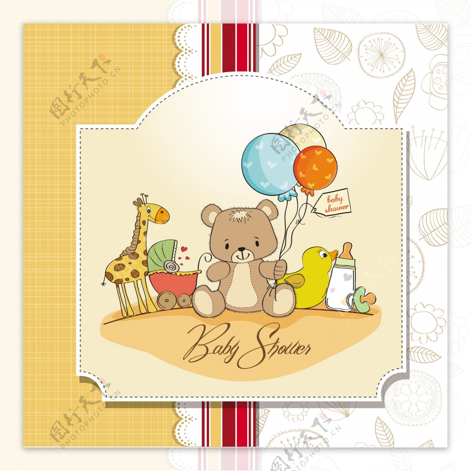可爱小熊小鹿婴儿宝宝卡片图片