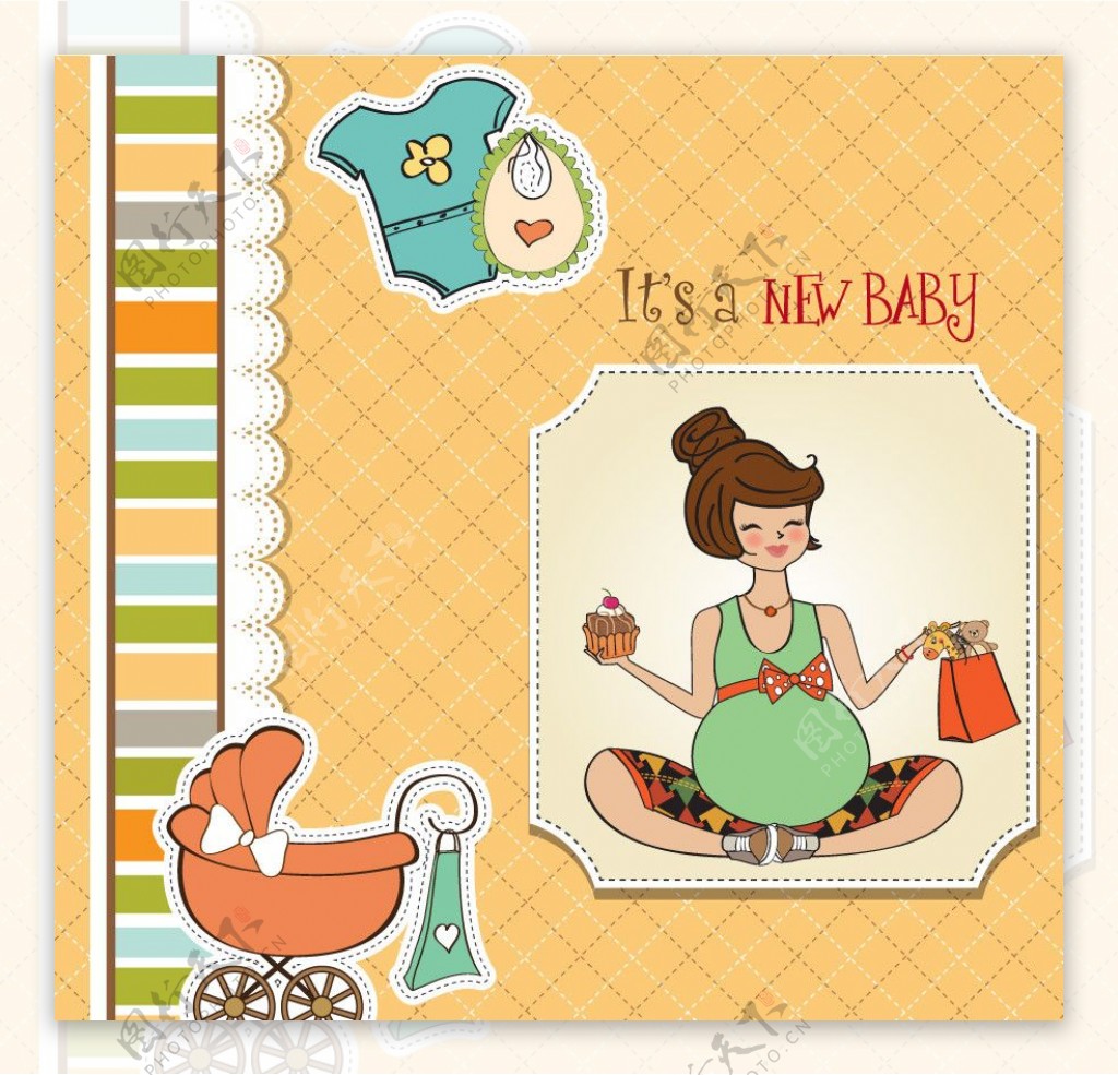 可爱孕妇母婴卡片图片