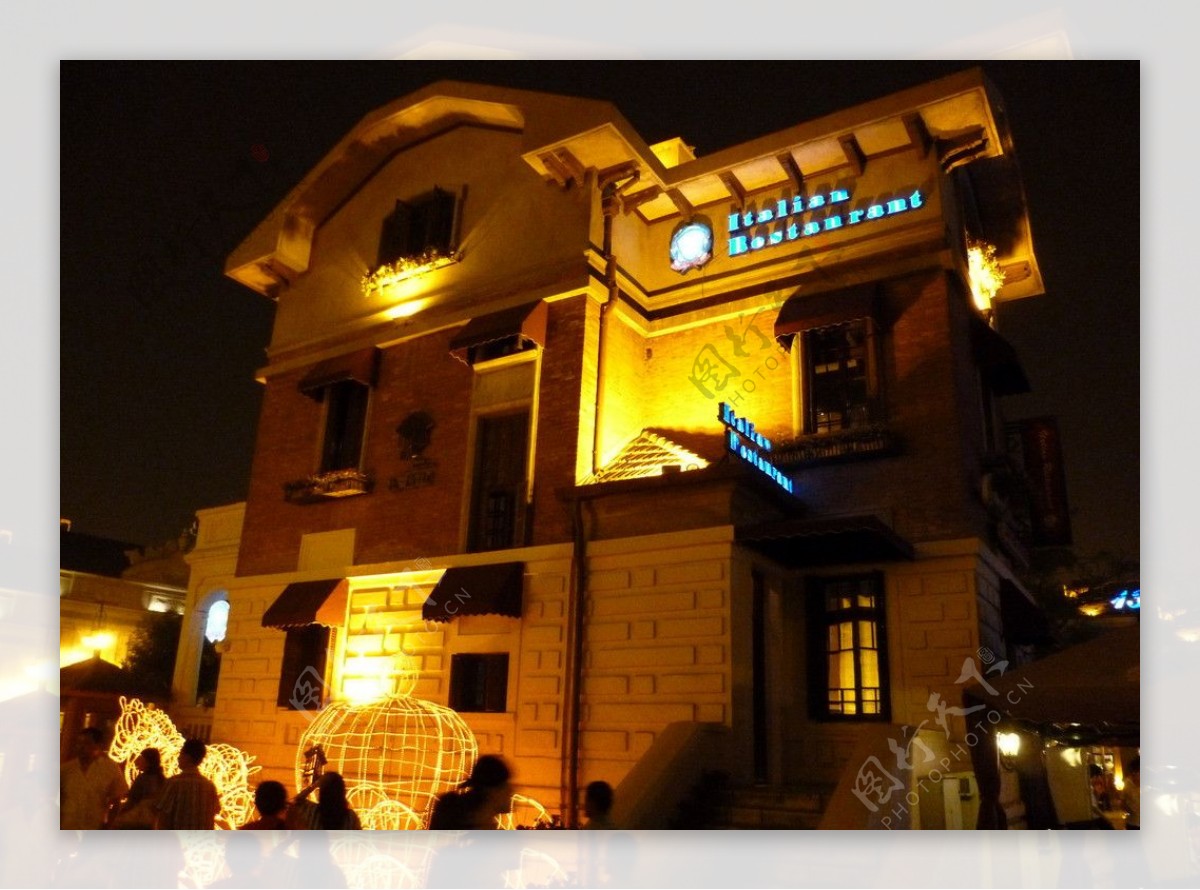 天津意式风情街建筑夜景图片