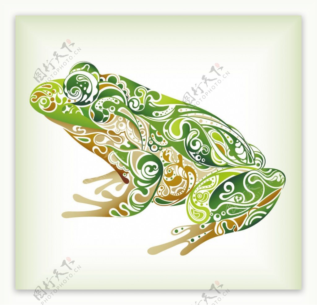 手绘青蛙花纹图片