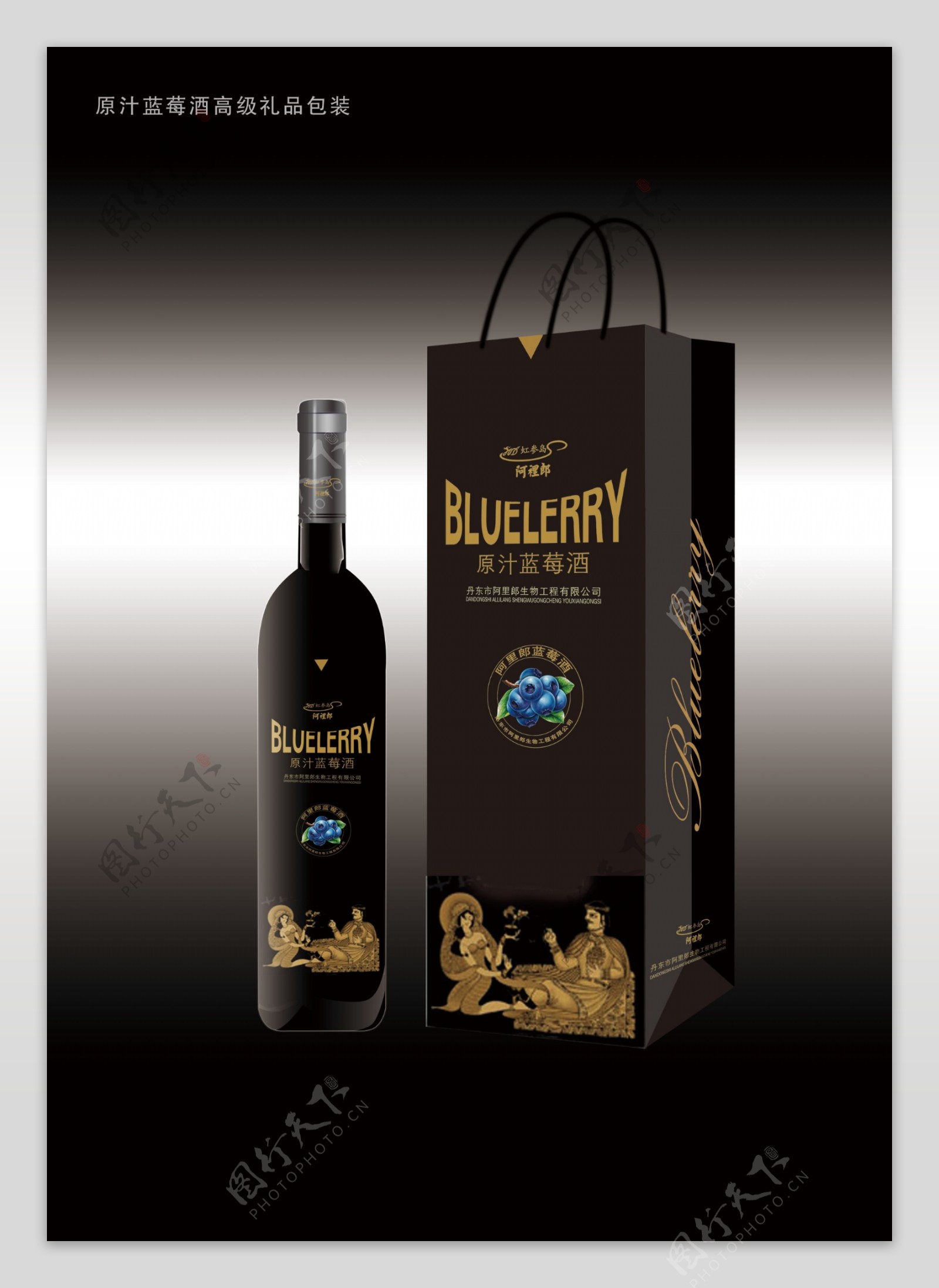 原汁蓝莓酒包装图片
