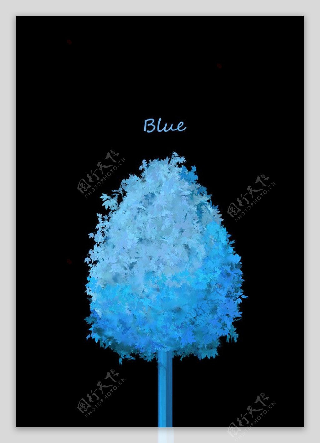 蓝色树图片