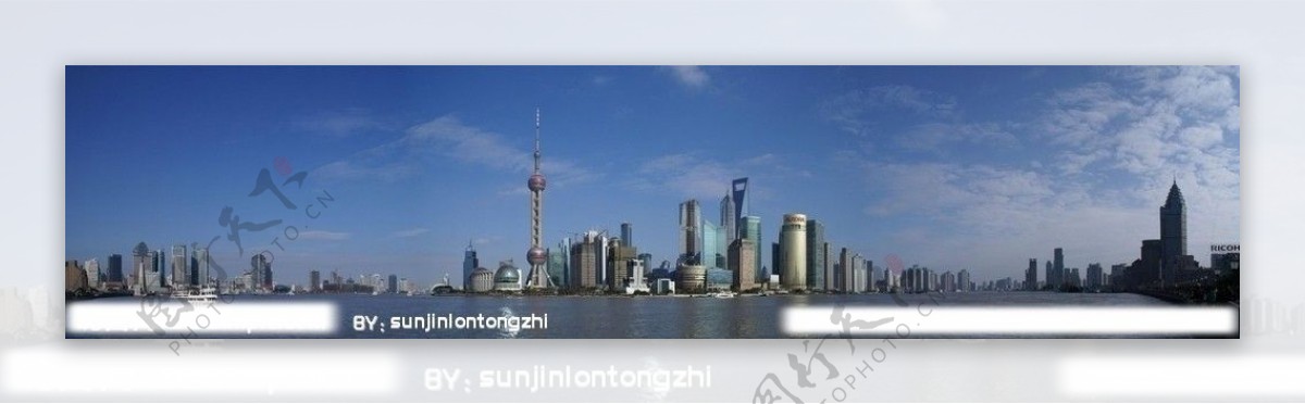 上海外滩陆家嘴浦江两岸全景图片