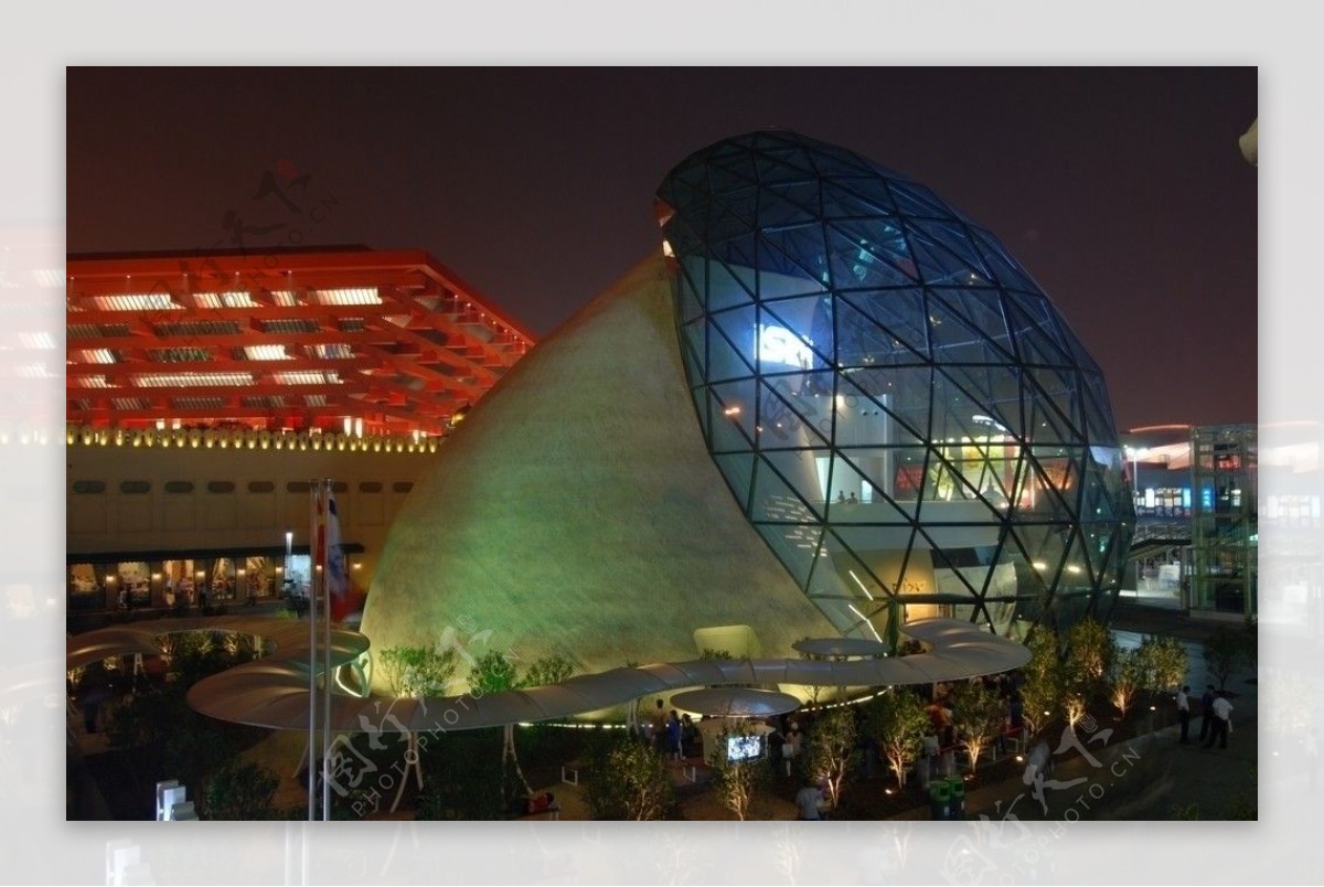 上海世博会以色列馆及夜景图片