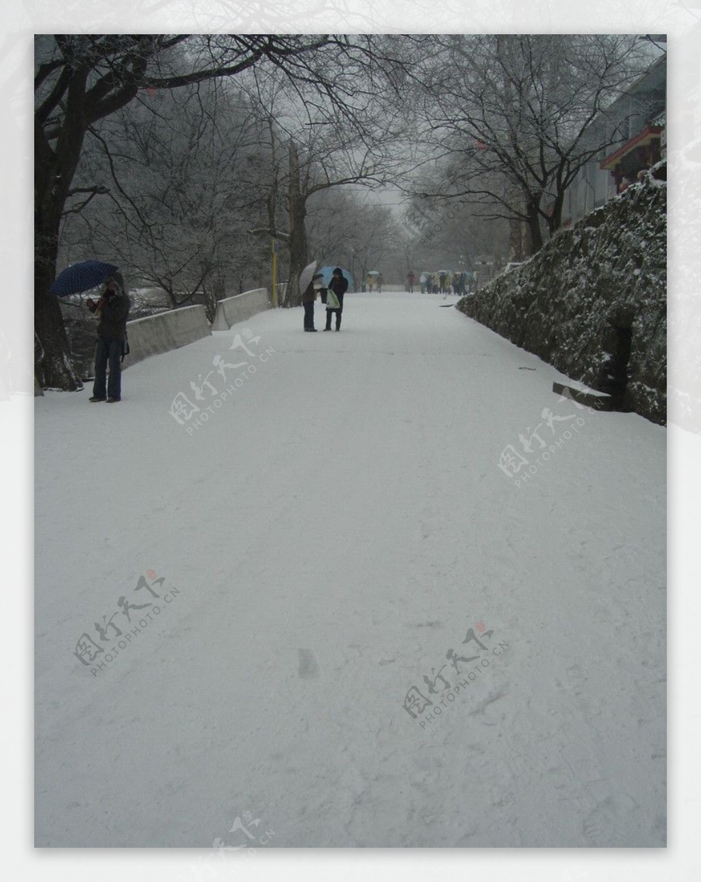 山中雪雪中人图片