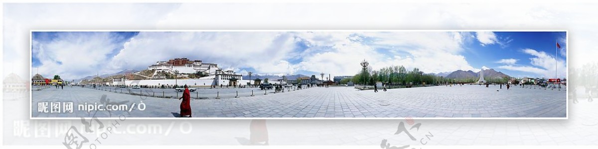 布达拉宫广角全景图片