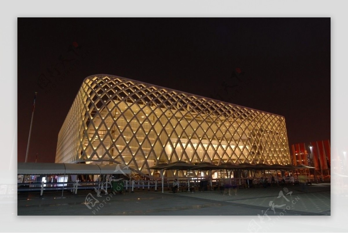 上海世博会法国馆及夜景图片