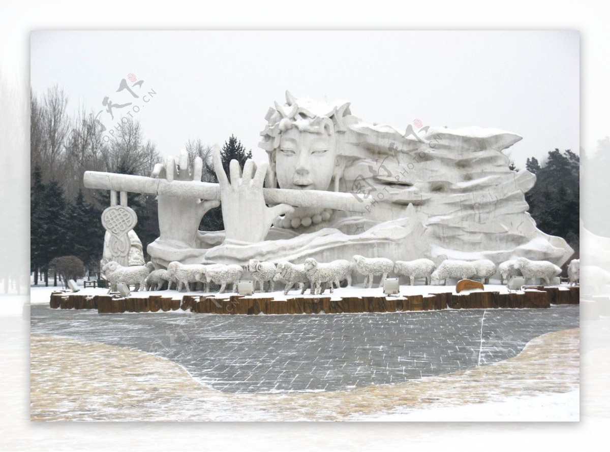 哈尔滨冰雪展雪雕牧笛图片