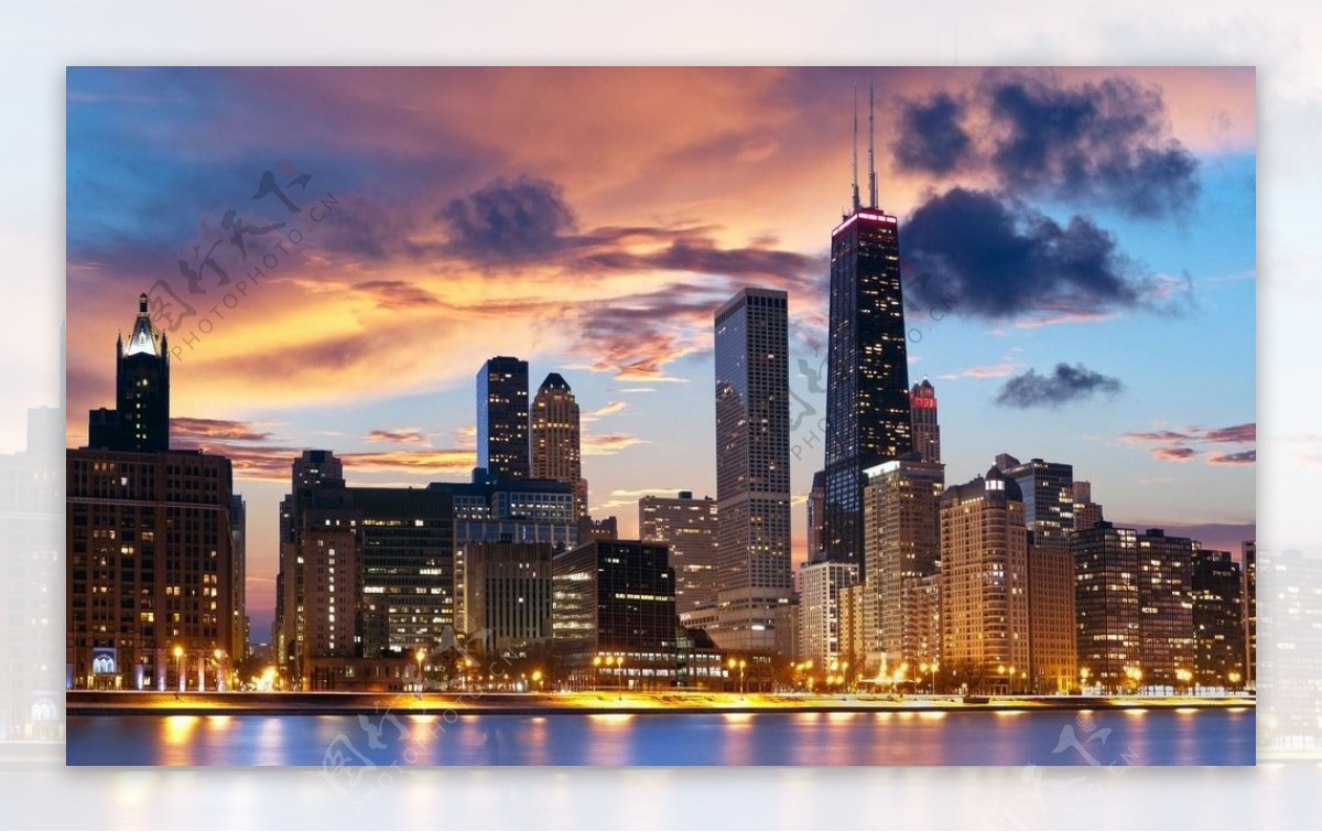 芝加哥黄昏图片