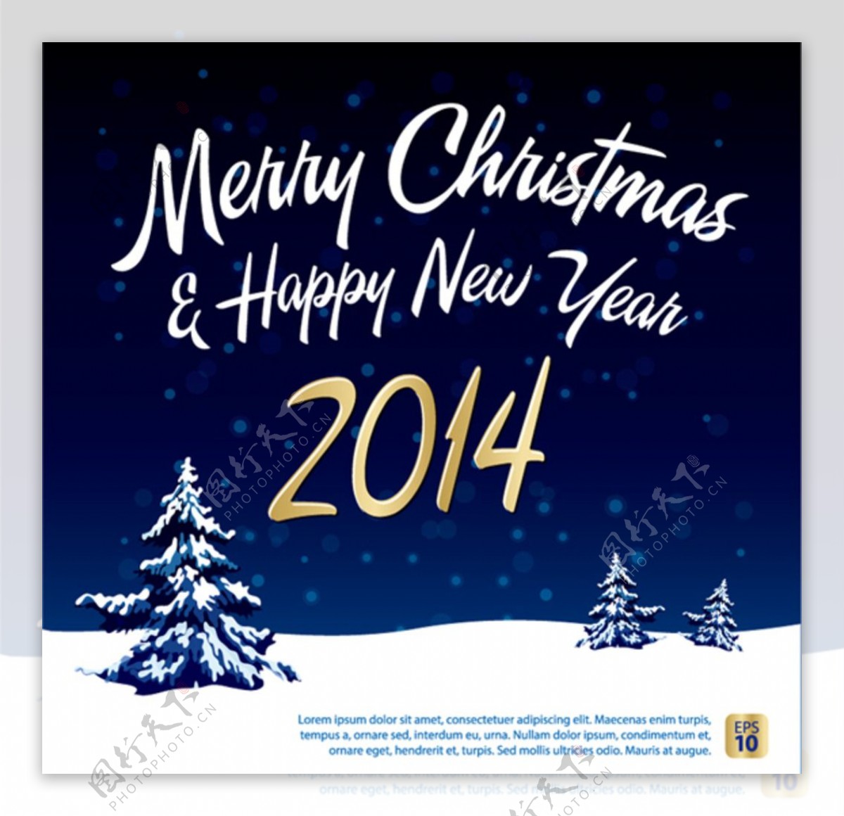 2014蓝色圣诞雪夜海报矢量素图片