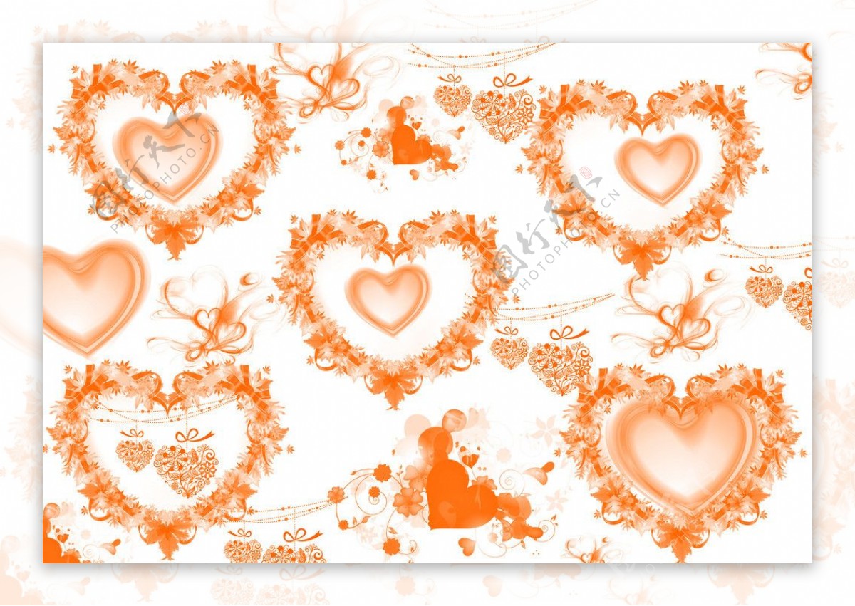 心型花纹橙色图片