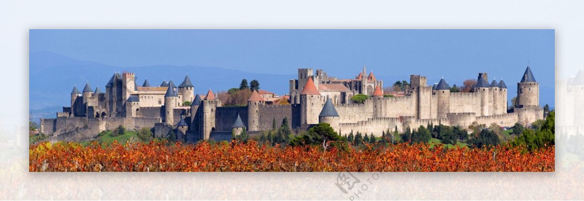 法国南部尼姆区古堡城葡萄庄园图片