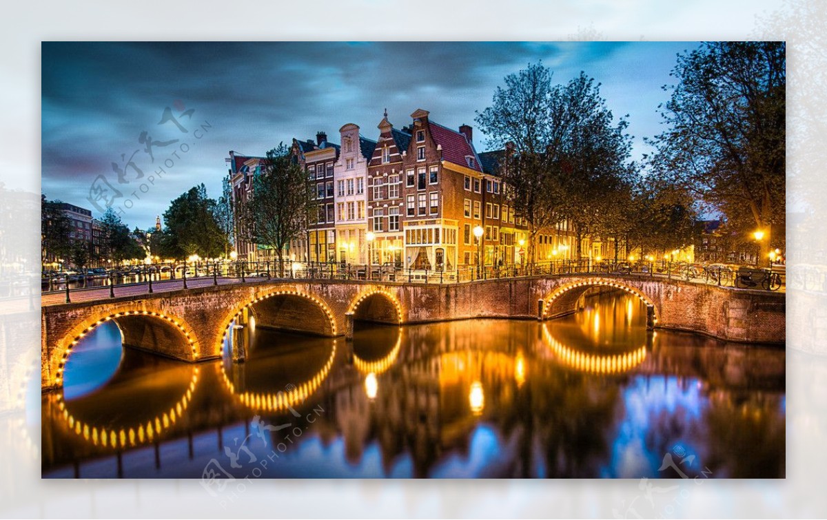 阿姆斯特丹运河黄图片