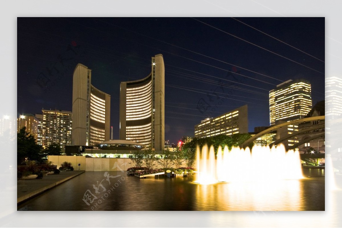 多伦多市政厅夜景图片