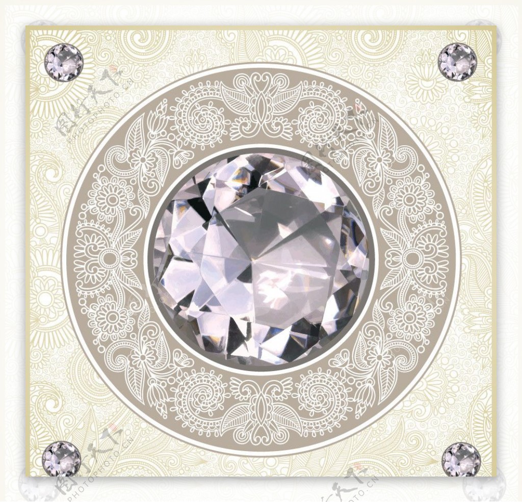 钻石宝石古典花纹花边框图片