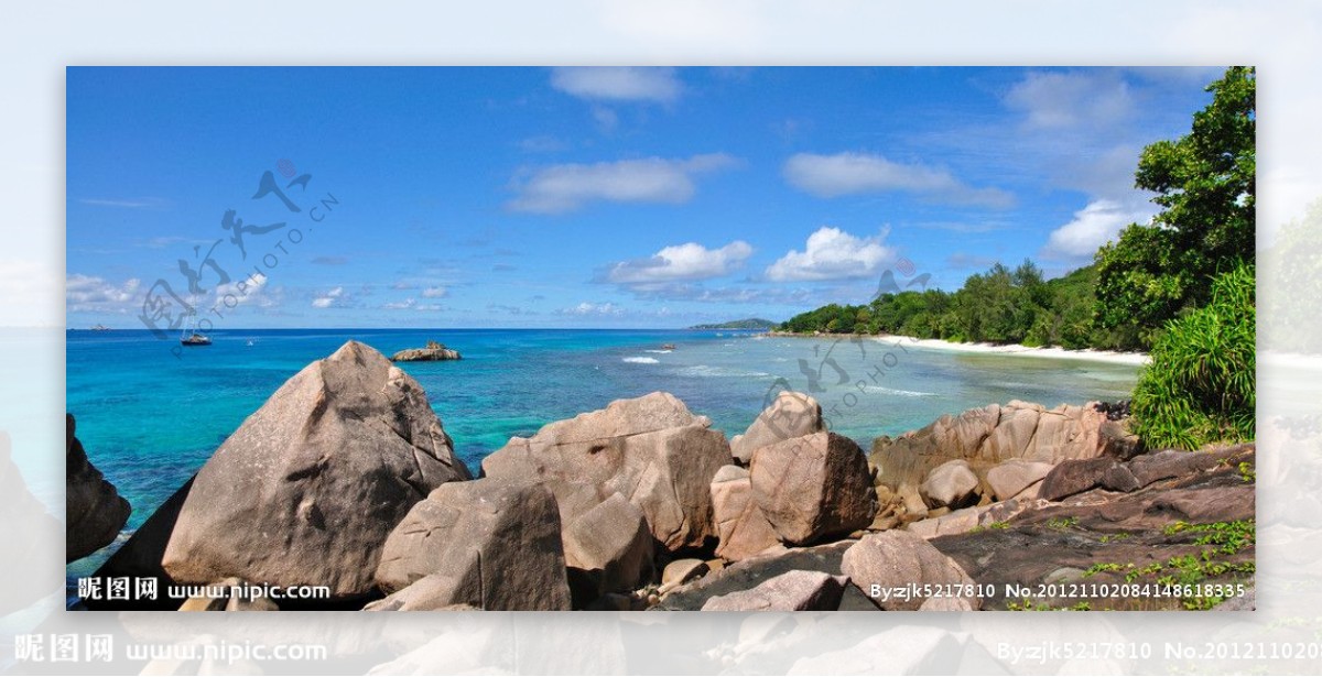 塞舌尔风景海边石头图片