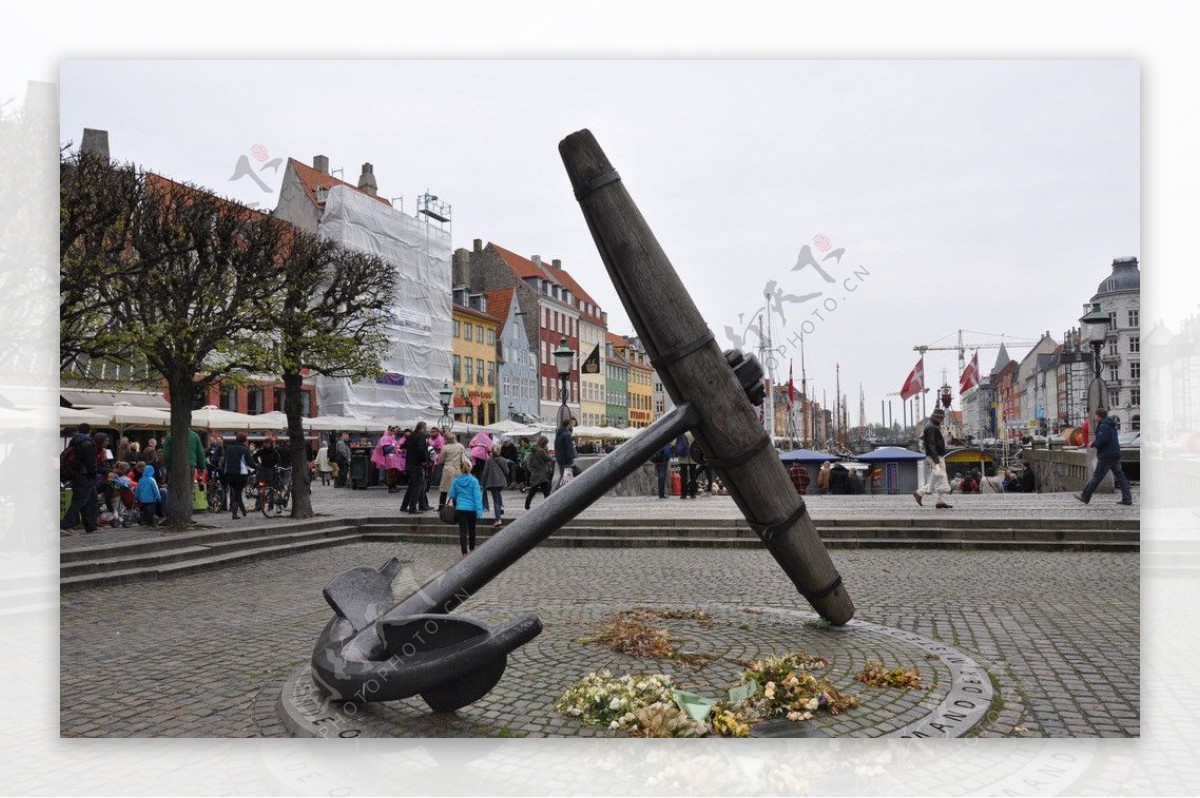 Copenhagen哥本哈根街道上的铁锚图片