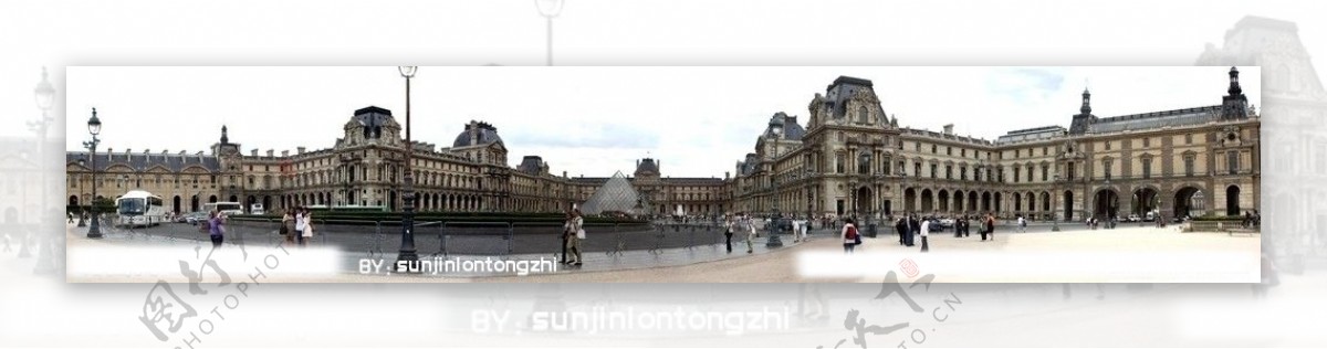 巴黎卢浮宫全景图片