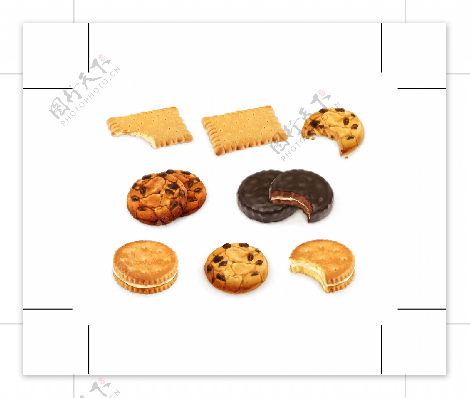 8款美味饼干设计矢量图片