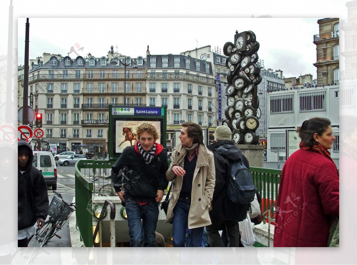 巴黎地铁出入口和街景图片