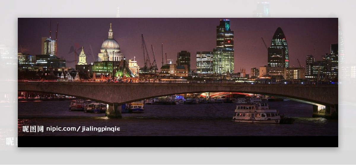 伦敦天际线圣保罗大教堂夜间图片