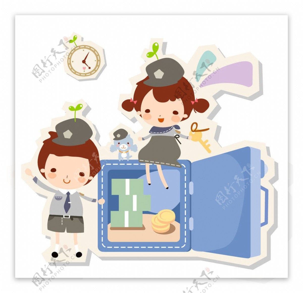 儿童警察和保险柜图片