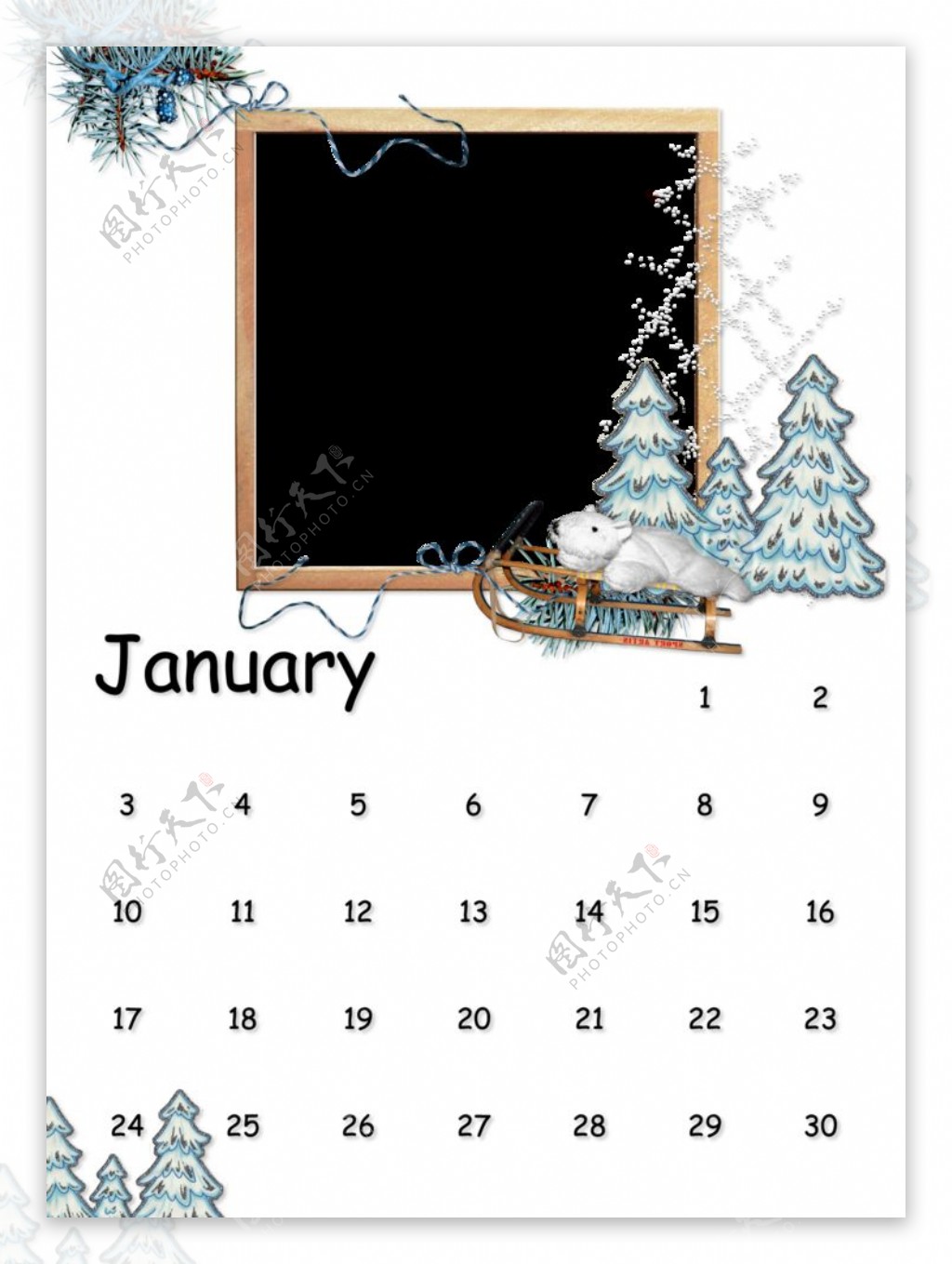 1月月历相框图片